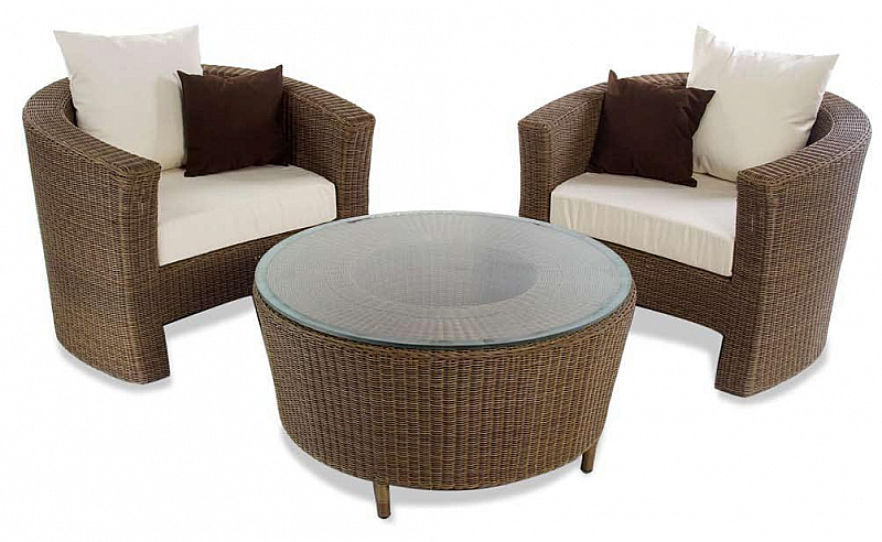 CROSSWEAVE CWTS07 Outdoor Furniture 2 Chair & 1 Round Table Tea Set