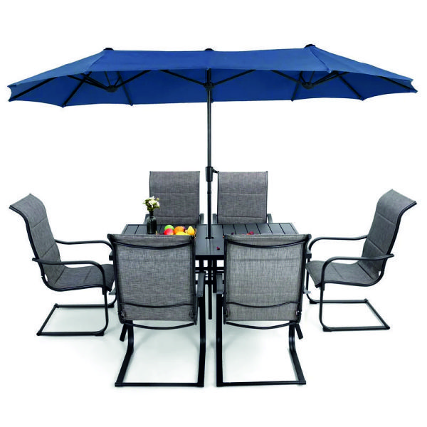 Long Dining Set with Umbrella