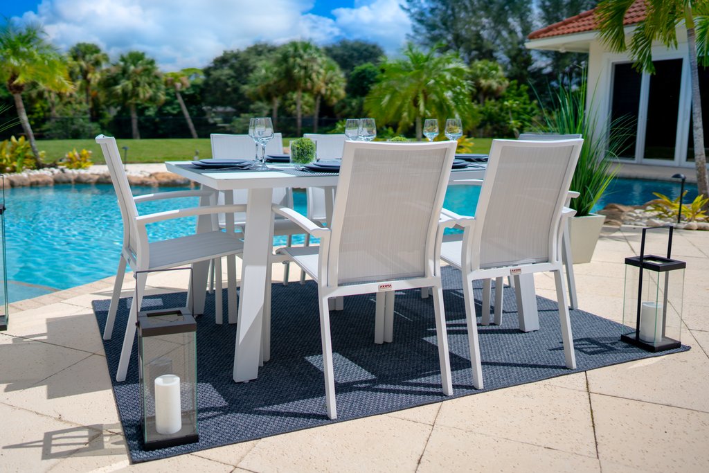 Outdoor Dining Table Set in White