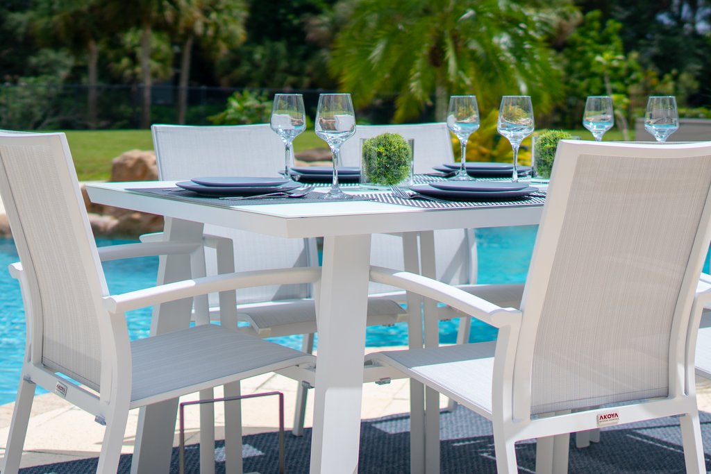 Outdoor Dining Table Set in White