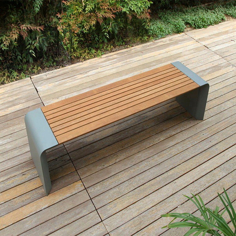 Backless Street Wood Bench Outdoor