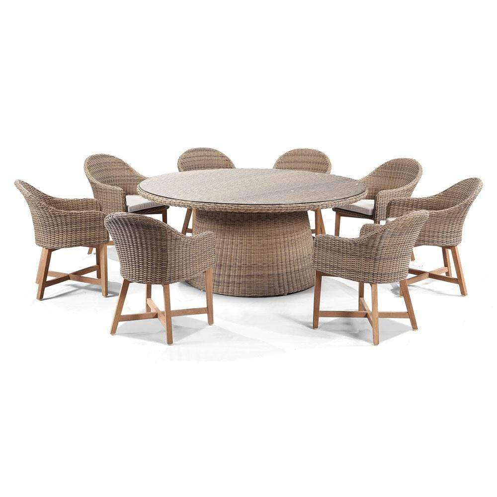 Outdoor Dining Table with Coastal Wicker Chairs