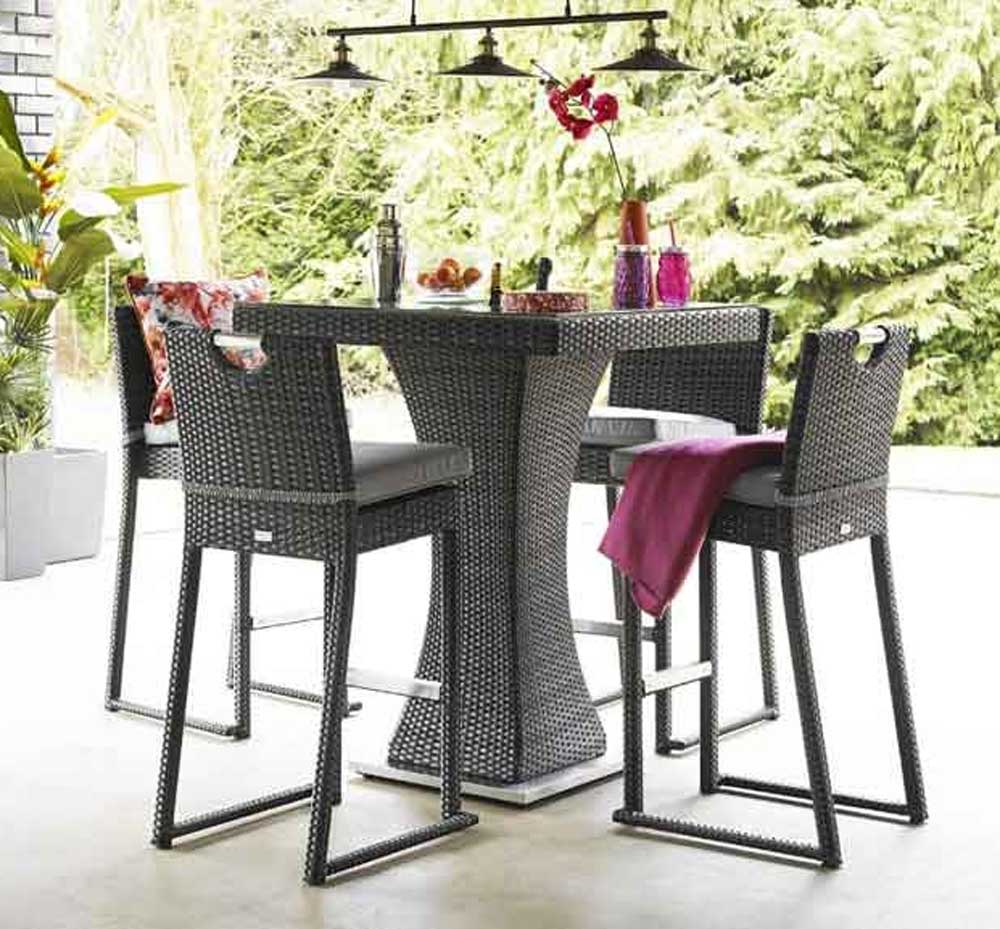 Crossweave Grey Rattan Bar Set