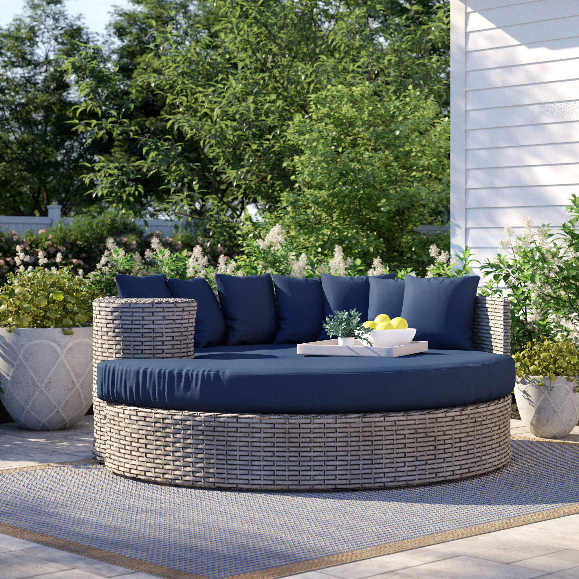 Crossweave Wide Outdoor Patio Daybed with Cushions