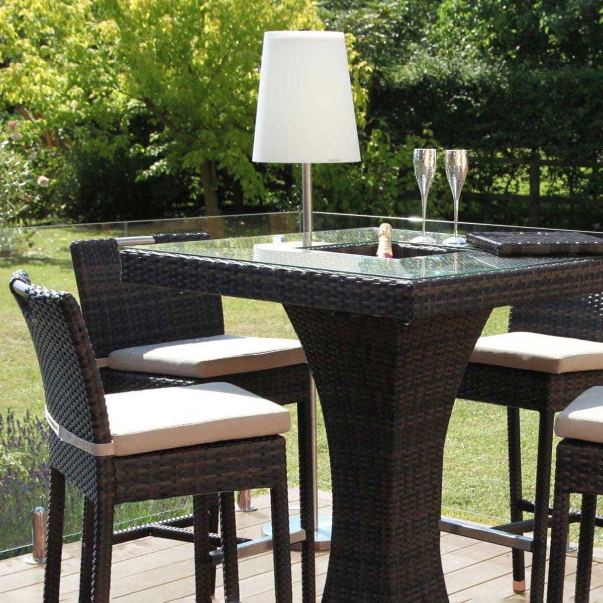 Crossweave 4 SEAT SQUARE RATTAN BAR SET WITH ICE BUCKET