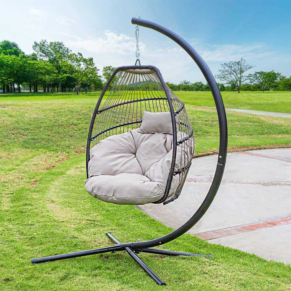 Patio Hanging Egg Chair with Stand Swing