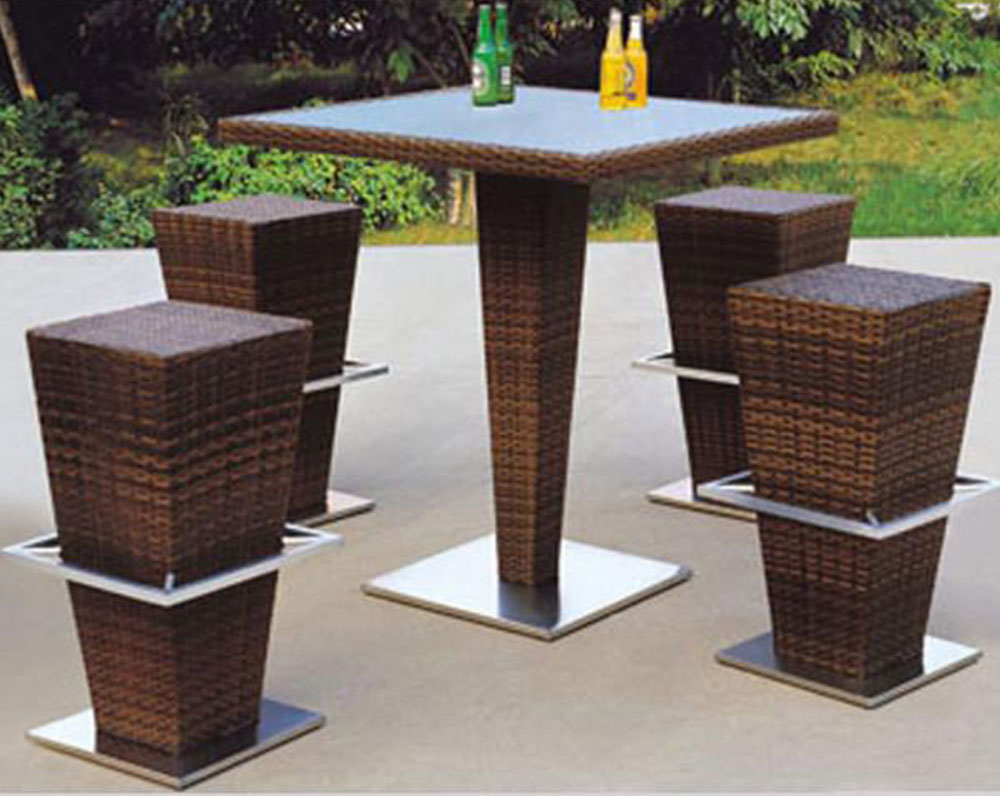 Modern Design Outdoor Rattan Bar Furniture Include Bar Stool and Table